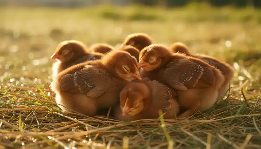 White Leghorn chicks in a brooder